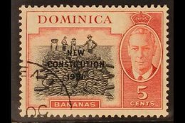 1951 5c Black And Carmine, New Constitution Ovpt On Geo VI "Bananas", Variety "JA For CA In Wmk", SG 136a, Very Fine Use - Dominica (...-1978)