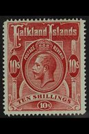 1912 10s Red On Green, Geo V, SG 68, Very Fine Mint. For More Images, Please Visit Http://www.sandafayre.com/itemdetails - Falklandinseln