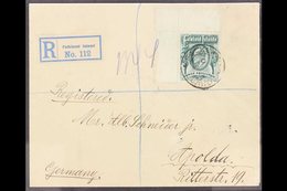1913 (May) Env Registered To Germany Bearing 1904 3s Deep Green From The Upper-left Corner Of The Sheet Tied By Falkland - Falkland