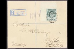 1913 (May) Env Registered To Germany Bearing 1904 3s Deep Green From The Upper-left Corner Of The Sheet Tied By Falkland - Falklandinseln