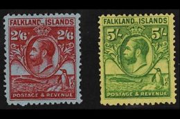 1929 2s 6d And 5s "Whale And Penguin", SG 123/4, Fine Mint. (2 Stamps) For More Images, Please Visit Http://www.sandafay - Falklandeilanden