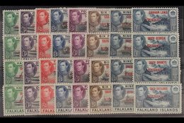 1944-45 All Four Overprinted Sets, SG A1/8, B1/8, C1/8 & D1/8, Never Hinged Mint (32 Stamps) For More Images, Please Vis - Islas Malvinas