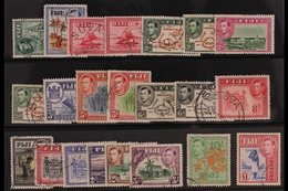 1938-55 Complete Basic King George VI Definitive Set, SG 249/266b, Fine Used. (22 Stamps) For More Images, Please Visit  - Fiji (...-1970)