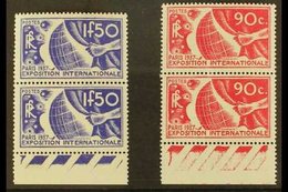 1936 1936 90c Carmine & 1.50f Ultramarine Exhibition Top Values (SG 559/60, Yvert 326/27), Superb Never Hinged Mint Marg - Andere & Zonder Classificatie