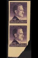 GENERALGOUVERNEMENT 1943 Hitlers Birthday 12z+1z Violet - A Vertical IMPERF PROOF PAIR On Yellowish Ungummed Paper, Mich - Otros & Sin Clasificación