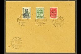 PANEVEZYS (PONEWESCH) 1941 July 10k Prussian Blue, 20k Yellow- Green With Green Overprint & 60k Lilac- Red (Michel 5, 7a - Andere & Zonder Classificatie