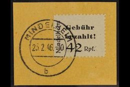 MINDELHEIM AND KIRCHHEIM 1945 42pf Black Type A On Grey Paper Local Stamp, Michel 2 A, Superb Cds Used On Piece With Com - Otros & Sin Clasificación