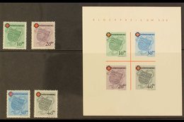 FRENCH ZONE WURTTEMBERG 1949 Red Cross Complete Set & Mini-sheet (Michel 40/43 & Block 11, SG FW40/43 & MSFW43a), Never  - Autres & Non Classés
