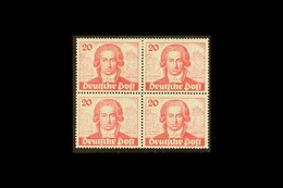 1949 20pf Carmine Goethe (Michel 62, SG B62), Superb Mint (two Stamps Are Never Hinged) BLOCK Of 4, Very Fresh & Scarce. - Andere & Zonder Classificatie