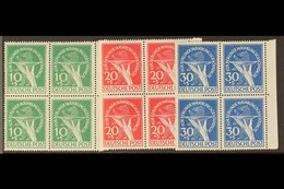 1949 Berlin Relief Fund Complete Set (Michel 68/70, SG B68/70), Never Hinged Mint Matching Marginal BLOCKS Of 4, Very Fr - Sonstige & Ohne Zuordnung