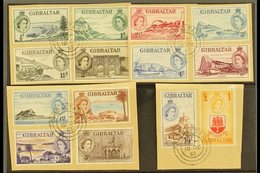 1953-59 Pictorials Complete Set, SG 145/58, Superb Cds Used On Pieces, Very Fresh. (14 Stamps) For More Images, Please V - Gibraltar