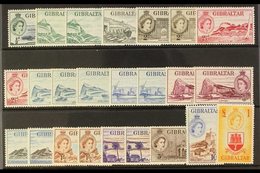 1953-59 QEII DEFINITIVES. A Complete "Basic" Pictorial Definitive Set, SG 145/58, Plus Most Additional Listed Shades To  - Gibilterra