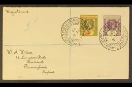 1917 (June) A Fine "Wilson" Envelope Registered To England, Bearing KGV 4d And 5d Tied By Crisp ABEMAMA ISLAND Double Ri - Isole Gilbert Ed Ellice (...-1979)