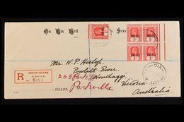 1920 (April) An Attractive OHMS Legal Size Envelope Registered Ocean Island To Australia, Bearing War Tax 1d Single And  - Gilbert- En Ellice-eilanden (...-1979)