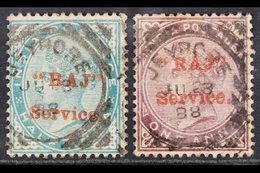 1882-90 "RAJ" SERVICE OVERPRINT 1882-90 ½d Blue-green & 1d Brown-purple (SG 85, 88) Each With "RAJ Service." Overprint I - Andere & Zonder Classificatie