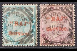 1882-90 "RAJ" SERVICE OVERPRINT 1882-90 ½d Blue-green & 1d Brown-purple (SG 85, 88) Each With "RAJ Service." Overprint I - Other & Unclassified