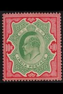 1902-11 10R Green And Carmine, SG 144, Very Fine Lightly Hinged Mint. Lovely! For More Images, Please Visit Http://www.s - Andere & Zonder Classificatie