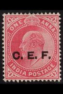 CHINA EXPEDITIONARY FORCE 1905-11 1a Carmine "C.E.F." OVERPRINT DOUBLE ONE ALBINO Variety, SG C13a, Fine Mint, Fresh. Fo - Other & Unclassified