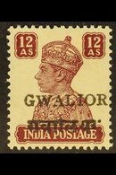 GWALIOR 1949 12a Lake, Alizah Printing Press (with Large Overprint), SG 137, Very Fine Mint, A Key Stamp. For More Image - Other & Unclassified