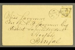 1871 COVER FROM CORK TO BENGAL 1871 (5 Jan) Cover To Hooghly, Bengal, Bearing GB 1867 9d Straw Plate 4, SG 110, Tied By  - Sonstige & Ohne Zuordnung