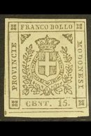 MODENA 1859 15c Grey Black, Provisional Govt, Sass 14b, Very Fine Mint Og. Cat Sass €900 (£800) For More Images, Please  - Non Classificati