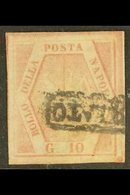 NAPLES 1858 10g Rose, Imperf, SG 5A, Good To Fine Used, Margins Cut Clear Of Design, Good Looker. For More Images, Pleas - Non Classés