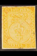 PARMA 1853 5c Yellow Orange, Sass 6, Fine Used With Clear To Large Margins And Light Red Cds Cancel. Cat Sass €1400 (£12 - Non Classificati