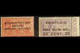 1917 AIRMAILS 25c Red With "TORINO-ROMA..." Ovpt & 25c On 40c Violet "NAPOLI-PALMERO..." Ovpt, Sassone 1/2, Mi 126/7, Ne - Ohne Zuordnung