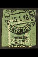 TIENTSIN 1917 2c On 5c Green "TIENTSIN" Overprint, Sassone 1, SG 31, Fine Used On Piece Tied By Fully Dated "R. R. Poste - Otros & Sin Clasificación