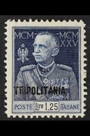 TRIPOLITANIA 1925-26 1.25L Blue Royal Jubilee Overprint Perf 11 (Sassone 25, SG 24b), Fine Lightly Hinged Mint, Very Fre - Otros & Sin Clasificación