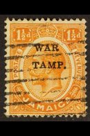 1916 "War Stamp" 1½d Orange With "S" In "STAMP" Omitted, SG 71b, Used. Nice Item! For More Images, Please Visit Http://w - Jamaica (...-1961)