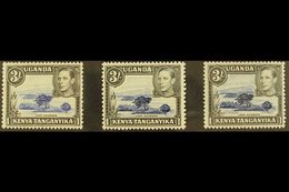 1938-43 3s Ultramarine And Black Perf 13 X 11¾, SG 147, 3s Deep Violet-blue And Black, SG 147a, Plus 3s Perf 13 X 12½, S - Vide