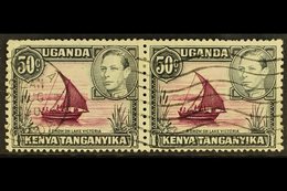 1950 50c Purple And Black, Horizontal Pair, One With Dot Removed, SG 144eb, Neatly Cancelled, Surface Scuff To Upper Lef - Vide