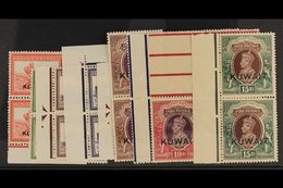 1938 Geo VI, 9 Values Between 2a And 15r , SG Between 38/51, In Never Hinged Mint Vertical Pairs. Cat £514 (18 Stamps) F - Kuwait