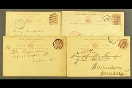 1884-1901 STATIONERY POSTCARDS 1½d Commercially Used To England (3) Or Germany (4) With Lagos Bars Or Cds Cancels, All B - Nigeria (...-1960)