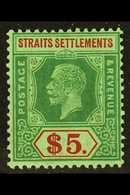 1921-33 (wmk Mult Script CA) $5 Green And Red/green, SG 240a, Very Fine Mint. For More Images, Please Visit Http://www.s - Straits Settlements