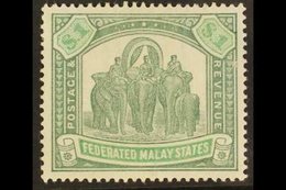 FEDERATED STATES $1 Green And Pale Green, Wmk CC, "Elephants", SG 23, Very Fine Mint. For More Images, Please Visit Http - Andere & Zonder Classificatie