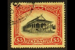 KEDAH 1912 $5 Black And Red Council Chamber, SG 14, Very Fine Used. For More Images, Please Visit Http://www.sandafayre. - Andere & Zonder Classificatie