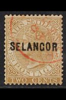 SELANGOR 1882 2c Brown, Wmk CA, SG 13, "Narrow Letters", Fine Used. For More Images, Please Visit Http://www.sandafayre. - Other & Unclassified