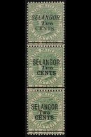 SELANGOR 1891 2c On 24c Green, SG 44 - 46, As A Superb Mint Vertical Strip Of 3. For More Images, Please Visit Http://ww - Otros & Sin Clasificación