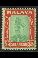 SELANGOR 1941 $5 Green And Scarlet, As SG 87, Unoverprinted Japanese Occupation Type (see After SG 87), Very Fine Mint.  - Otros & Sin Clasificación