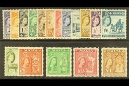 1956-58 Complete Definitive Set, SG 266/283, Never Hinged Mint. (17 Stamps) For More Images, Please Visit Http://www.san - Malta (...-1964)