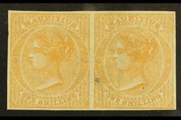 1862 1s Buff No Watermark, SG 52, IMPERF PROOF PAIR On Ungummed Paper, Small Blemish On One Stamp. For More Images, Plea - Mauritius (...-1967)