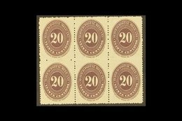 1890-95 20c Dark Violet On Watermarked Wove Paper, Perf 12, Scott 220A (see Note After SG 174), Never Hinged Mint BLOCK  - Messico