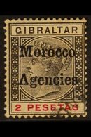 GIBRALTAR ISSUES OVERPRINTED 1898-2000 2p Black And Carmine With Inverted "V" For "A", SG 8a, Fine Used. For More Images - Sonstige & Ohne Zuordnung