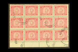 POSTAGE DUE 1949 (Multiple Wmk) 1d Carmine, SG D45, Lower Marginal BLOCK OF TWELVE (4 X 3), Fine Used With "ASHBURTON /  - Andere & Zonder Classificatie