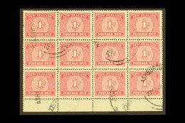 POSTAGE DUE 1949 (Multiple Wmk) 1d Carmine, SG D45, Lower Marginal BLOCK OF TWELVE (4 X 3), Fine Used With "ASHBURTON /  - Other & Unclassified