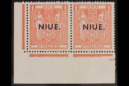 POSTAL FISCAL 1942 £1 Pink, SG 86, Marginal CORNER PAIR Never Hinged Mint. For More Images, Please Visit Http://www.sand - Niue