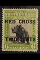 1918 6c + 2c Olive Red Cross, Variety "perf 14½-15, SG 221a, Very Fine Mint. For More Images, Please Visit Http://www.sa - Noord Borneo (...-1963)