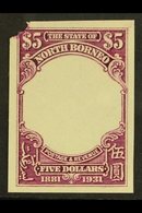 1931 $5 50th Anniv, As SG 302, Imperf Proof, Frame Only Without Vignette, In Issued Colour On Ungummed Paper, Security P - Noord Borneo (...-1963)